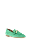 Tamaris Suede Gold Buckle Loafers, Green