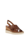Tamaris Leather Laser Cut Wedges, Tan