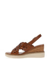 Tamaris Leather Laser Cut Wedges, Tan