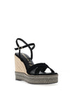 Tamaris Woven Printed Wedge Sandals, Black