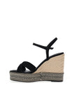 Tamaris Woven Printed Wedge Sandals, Black