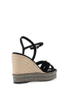 Tamaris Woven Printed Wedge Sandals, Black