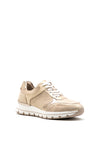 Tamaris Nubuck Leather Shimmer Wedge Trainers, Gold