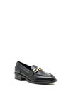 Tamaris Faux Leather Gold Buckle Loafers, Black