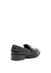 Tamaris Faux Leather Gold Buckle Loafers, Black