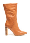 Tamaris Leather Block Heel Mid-Calf Boots, Tan