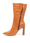 Tamaris Leather Block Heel Mid-Calf Boots, Tan