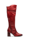 Tamaris Leather Long Leg Chucky Heel Boots, Red