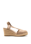 Tamaris Shimmer Elastic Strap Wedges, Taupe