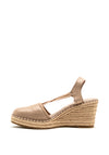 Tamaris Shimmer Elastic Strap Wedges, Taupe