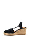 Tamaris Faux Suede Elastic Strap Wedges, Dark Navy