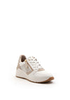Tamaris Leather Zip Wedged Trainers, White & Beige