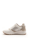 Tamaris Leather Zip Wedged Trainers, White & Beige