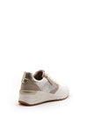 Tamaris Leather Zip Wedged Trainers, White & Beige