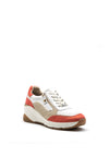 Tamaris Leather Colour Block Zip Wedged Trainers, White & Pink