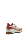 Tamaris Leather Colour Block Zip Wedged Trainers, White & Pink