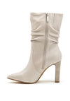 Tamaris High Heel Leather Slouch Ankle Boot, Beige