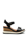 Tamaris Leather Wedge Sandals, Black