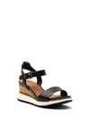 Tamaris Leather Wedge Sandals, Black