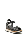 Tamaris Leather Wedge Sandals, Black