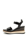 Tamaris Leather Wedge Sandals, Black