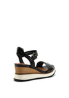 Tamaris Leather Wedge Sandals, Black