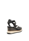 Tamaris Leather Wedge Sandals, Black