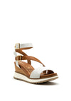 Tamaris Ankle Strap Wedge Sandal, White & Tan