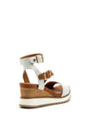 Tamaris Ankle Strap Wedge Sandal, White & Tan