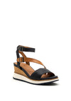 Tamaris Ankle Strap Wedge Sandal, Navy & Tan