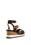 Tamaris Ankle Strap Wedge Sandal, Navy & Tan