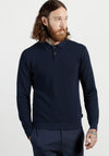 Ted Baker Long Sleeve Knitted Polo Shirt, Navy