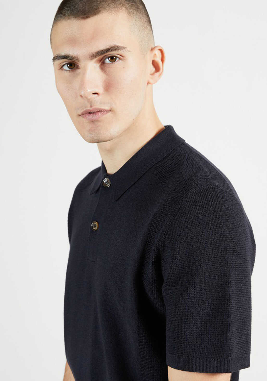Ted Baker Bump Knitted Polo Shirt, Navy