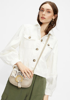 Ted Baker Trineo Statement Ring Imitation Snake Mini Cross Body Bag, Natural