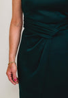 Ted Baker One Shoulder Folded Waist Detail Midi Dress, Dark Green
