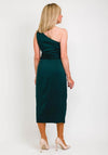 Ted Baker One Shoulder Folded Waist Detail Midi Dress, Dark Green