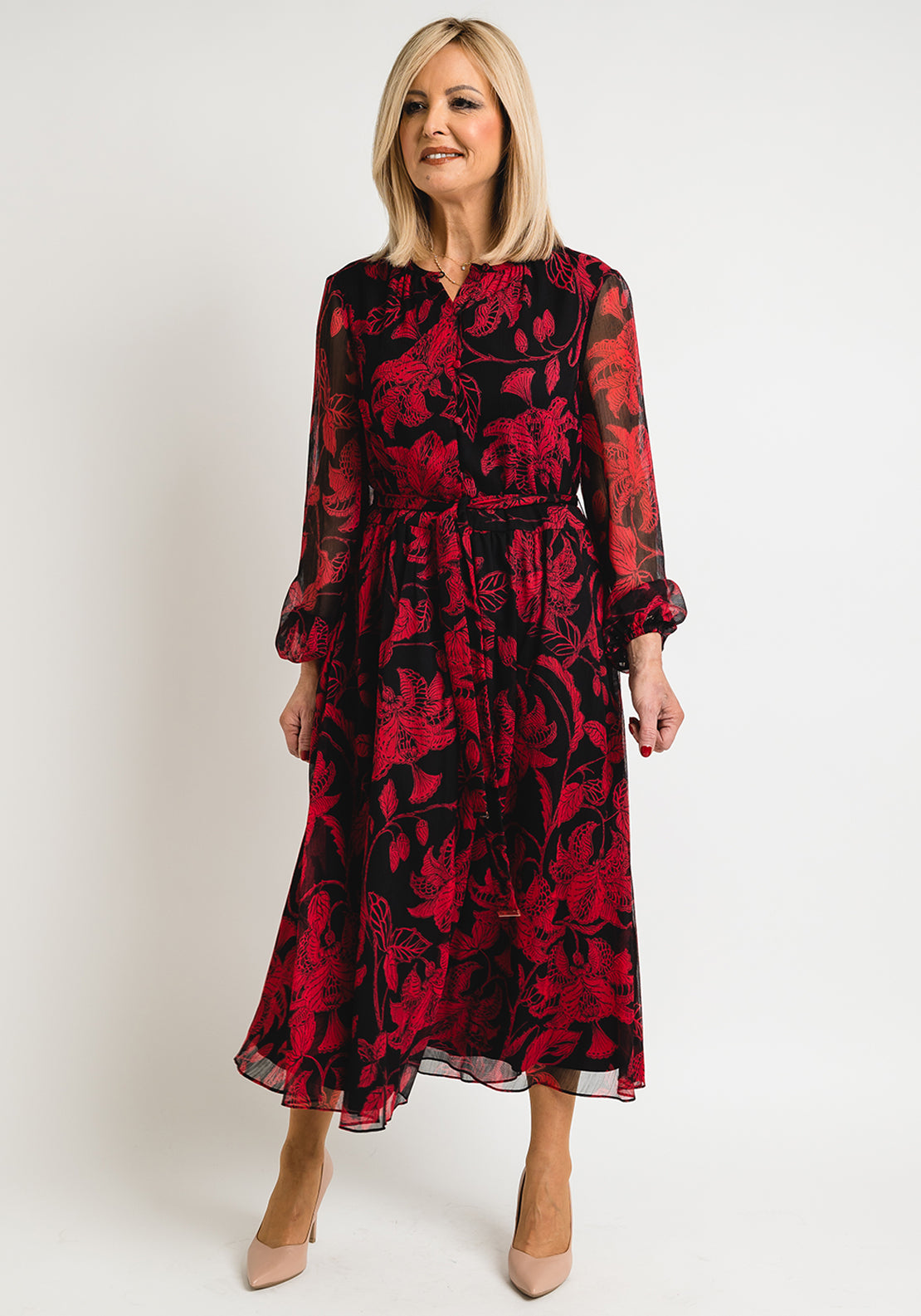 Ted Baker Womens Hadlee Vintage Floral Midi Dress, Black