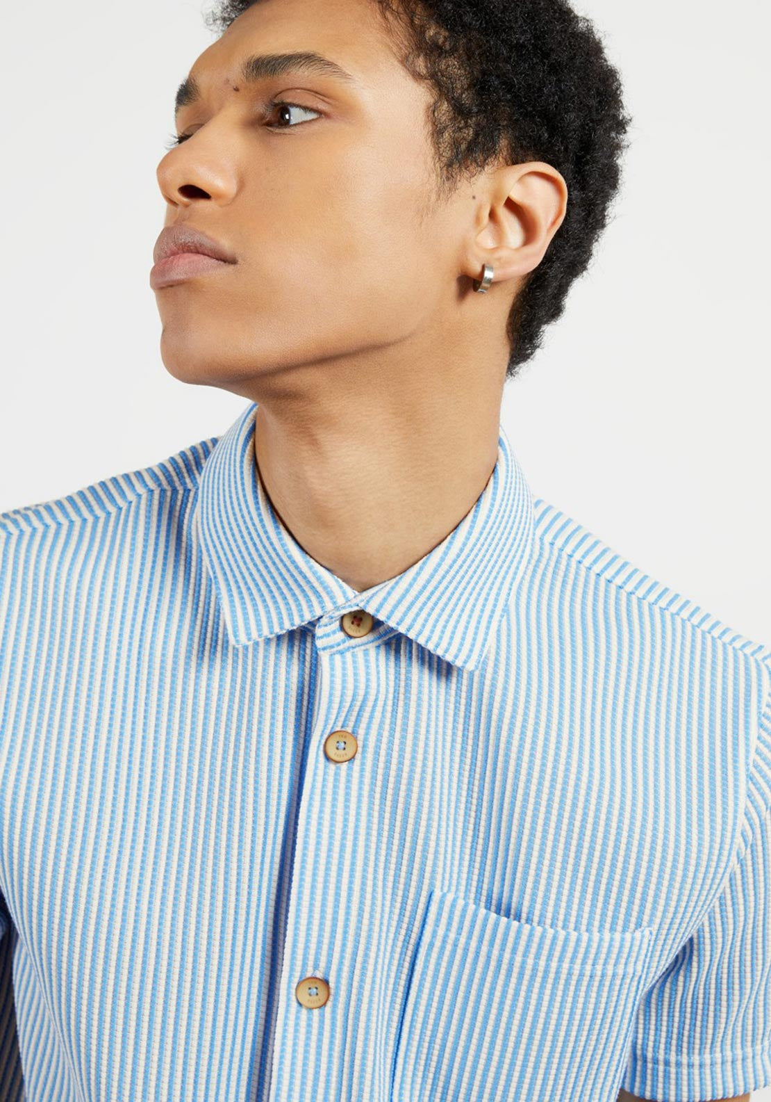 Ted Baker Ramenn Vertical Stripe Jersey Shirt, Blue