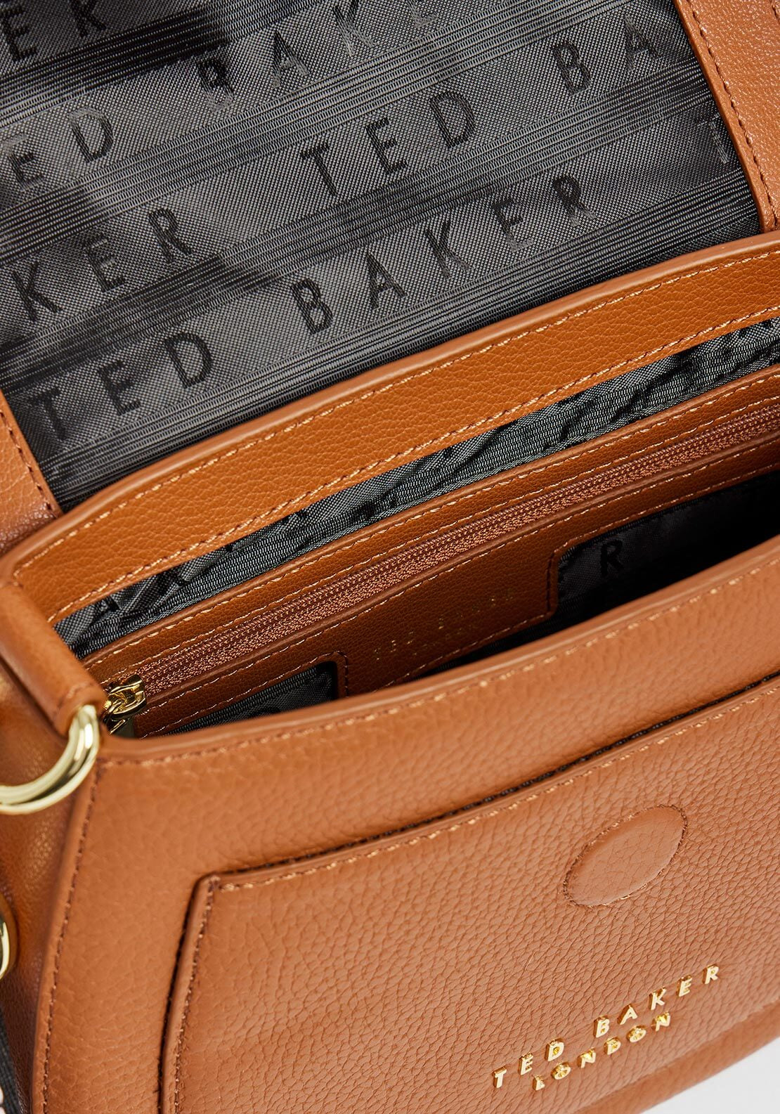 Ted Baker Amali Leather Woven Strap Cross Body Bag, Tan