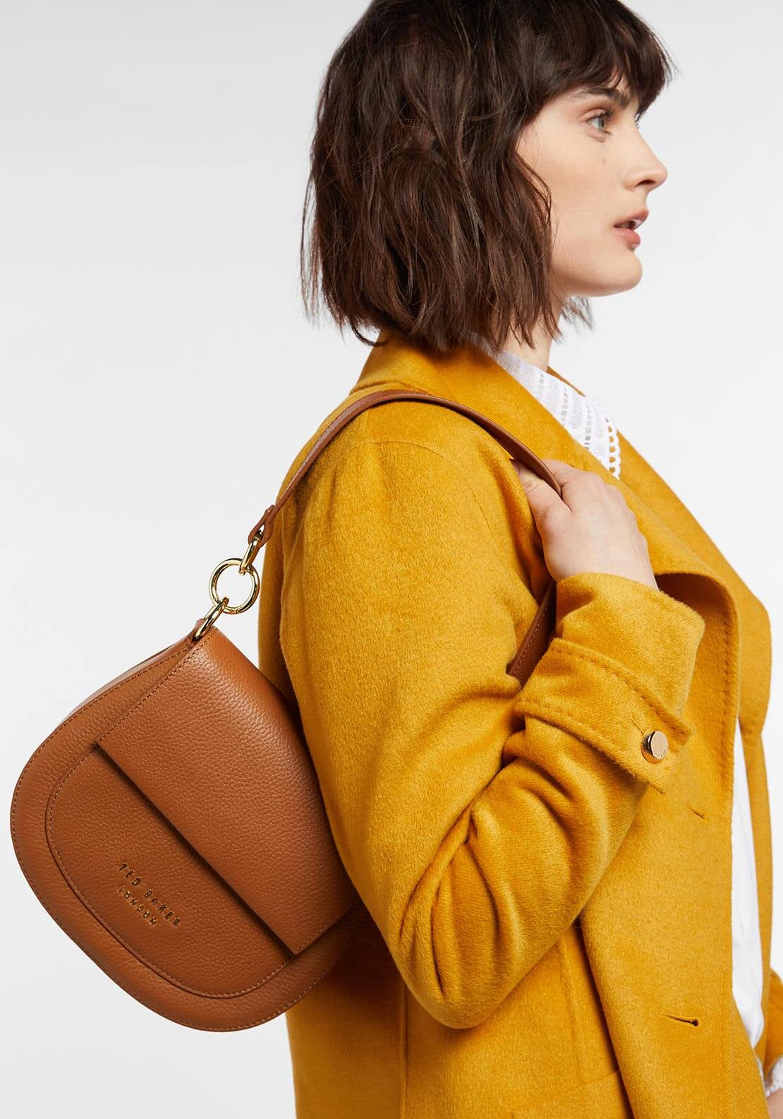 Ted Baker Amali Leather Woven Strap Cross Body Bag, Tan