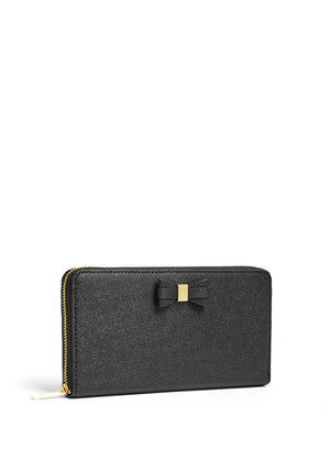 Ted Baker Aubriee Bow Zip Around Large Purse, Black