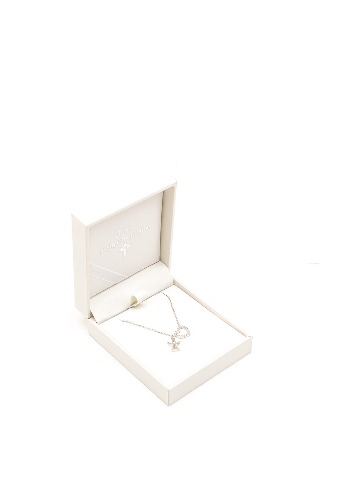 MGD Jewellery First Holy Communion Angel & Heart Necklace, Silver