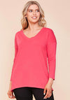 The Casual Company Riley V Neck T-Shirt, Pink