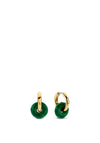 Ti Sento Malacite Stone Small Double Hoop Earrings, Gold
