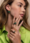 Ti Sento Malacite Stone Small Double Hoop Earrings, Gold