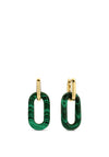 Ti Sento Malacite Stone Double Link Hoop Earrings, Gold