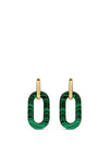 Ti Sento Malacite Stone Double Link Hoop Earrings, Gold
