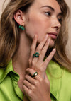 Ti Sento Malacite Stone Large Double Hoop Earrings, Gold
