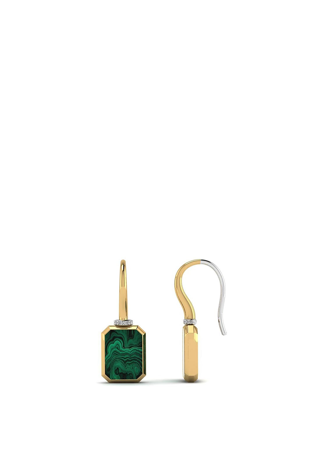 Ti Sento Malacite Stone Rectangular Earrings, Gold