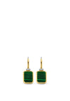 Ti Sento Malacite Stone Rectangular Earrings, Gold